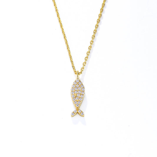 Gold Lucky Fish Pendant Necklace