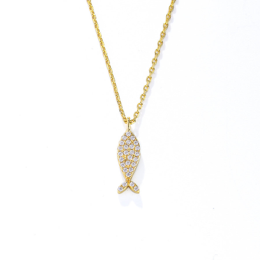 Gold Lucky Fish Pendant Necklace