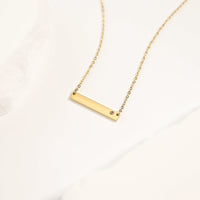 18K Gold Stainless Steel Bar Birthstone Necklace