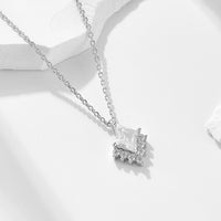Sterling Silver Cubic Zirconia Rhombus Necklace