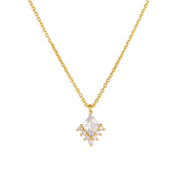 Sterling Silver Cubic Zirconia Rhombus Necklace