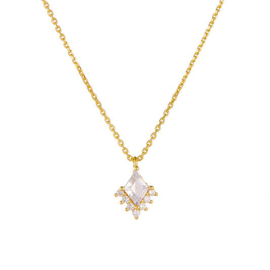 Sterling Silver Cubic Zirconia Rhombus Necklace