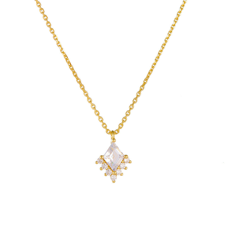 Sterling Silver Cubic Zirconia Rhombus Necklace