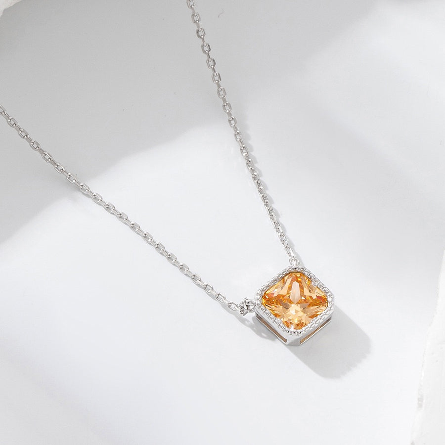 Sterling Silver Square Champagne Necklace