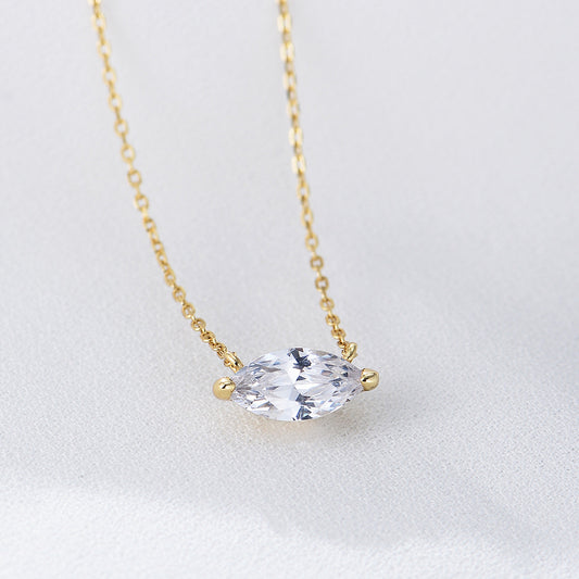 Sterling Silver Marquise Solitaire Necklace
