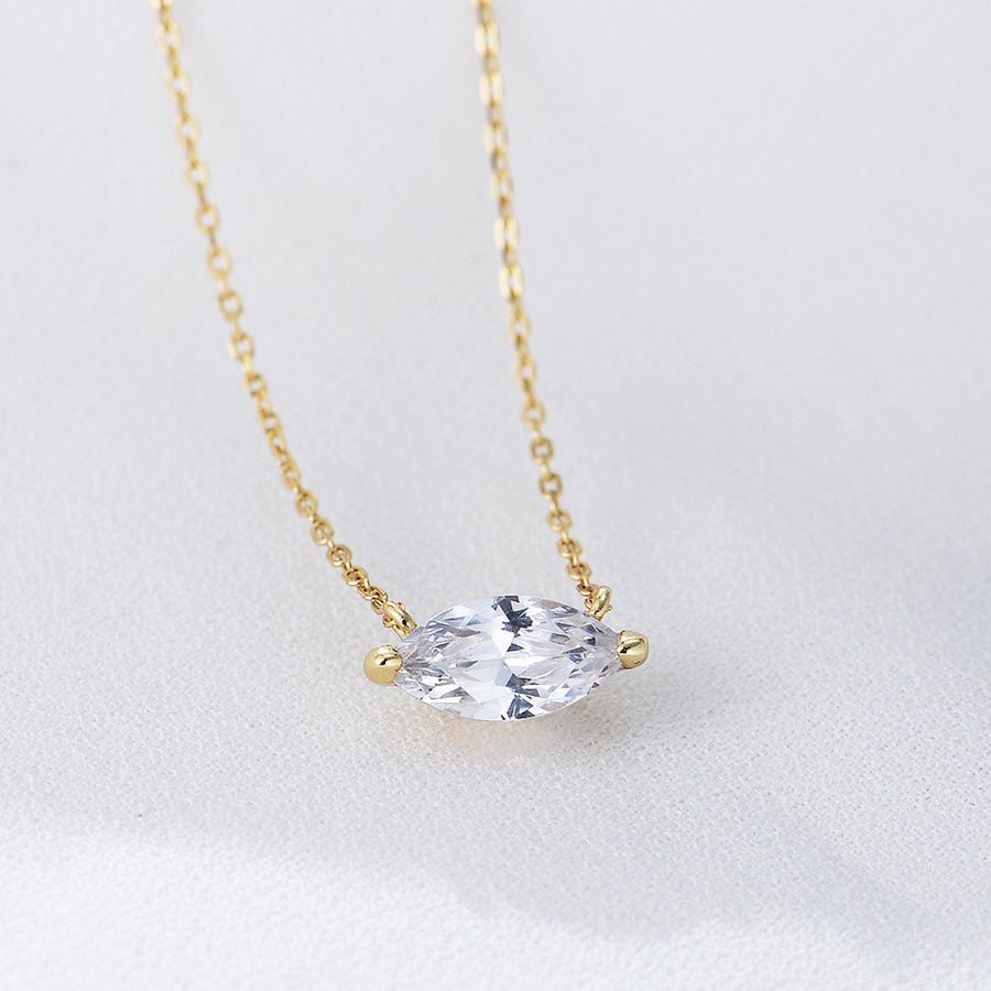 Sterling Silver Marquise Solitaire Necklace