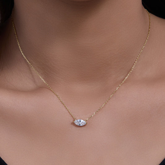 Sterling Silver Marquise Solitaire Necklace