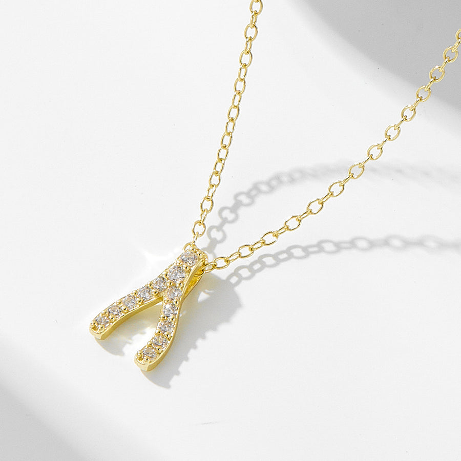 Gold Plated Sterling Silver Wishbone Necklace