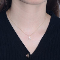 Gold Plated Sterling Silver Wishbone Necklace
