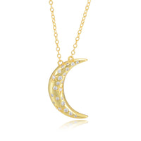 Gold Plated Sterling Silver Crescent Moon Necklace