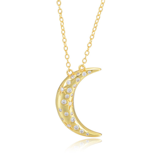 Gold Plated Sterling Silver Crescent Moon Necklace