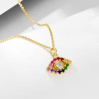 Sterling Silver Rainbow Evil Eye Necklace