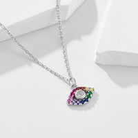 Sterling Silver Rainbow Evil Eye Necklace