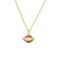 Sterling Silver Rainbow Evil Eye Necklace