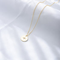 Gold Plated Sterling Silver Northern Star Disk Pendant Necklace