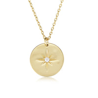 Gold Plated Sterling Silver Northern Star Disk Pendant Necklace