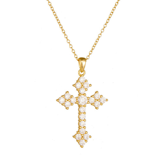 Sterling Silver Cubic Zirconia Big Cross Necklace