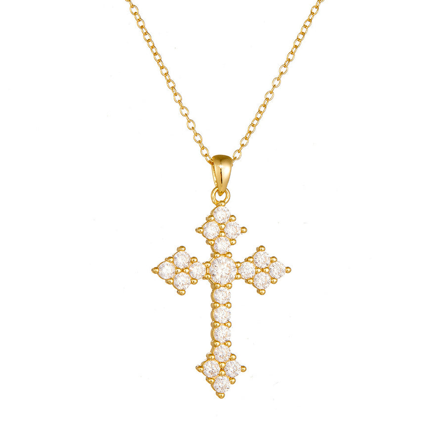 Sterling Silver Cubic Zirconia Big Cross Necklace