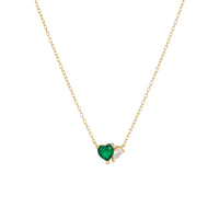 Sterling Silver Green Double Heart Necklace