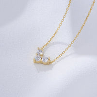 Sterling Silver Three Stone Heart Pendant Necklace