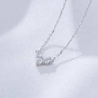 Sterling Silver Three Stone Heart Pendant Necklace