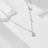 Sterling Silver Dangle Heart Charms Necklace