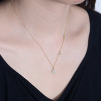 Sterling Silver Dangle Heart Charms Necklace