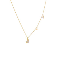 Sterling Silver Dangle Heart Charms Necklace