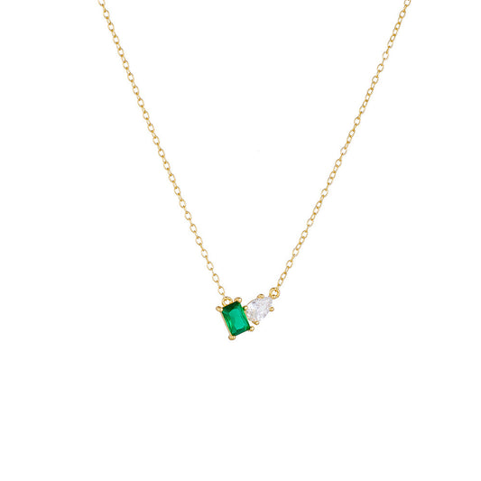 Sterling Silver Green Cubic Zirconia Necklace