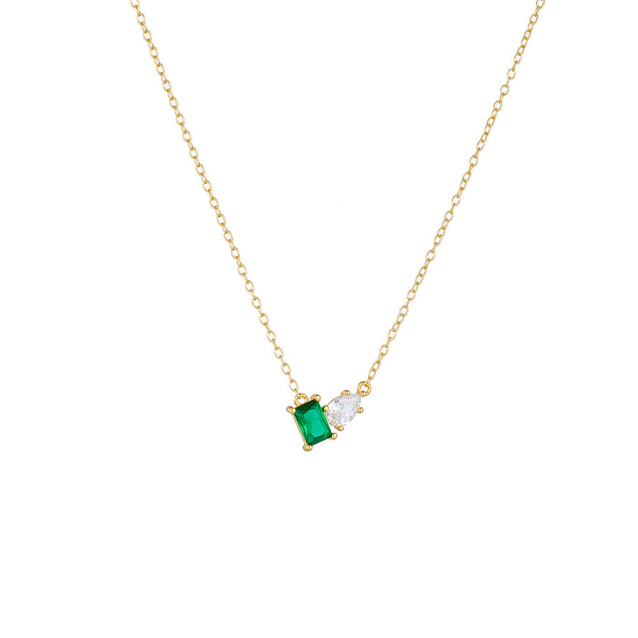 Sterling Silver Green Cubic Zirconia Necklace