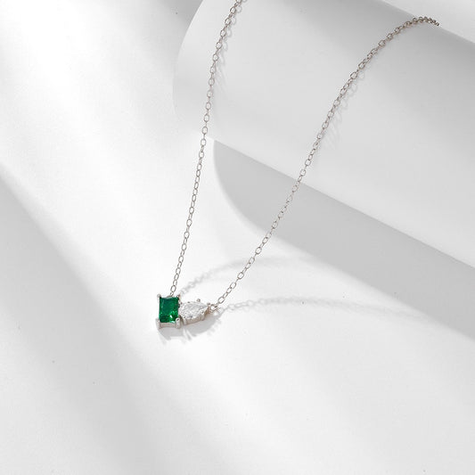 Sterling Silver Green Cubic Zirconia Necklace