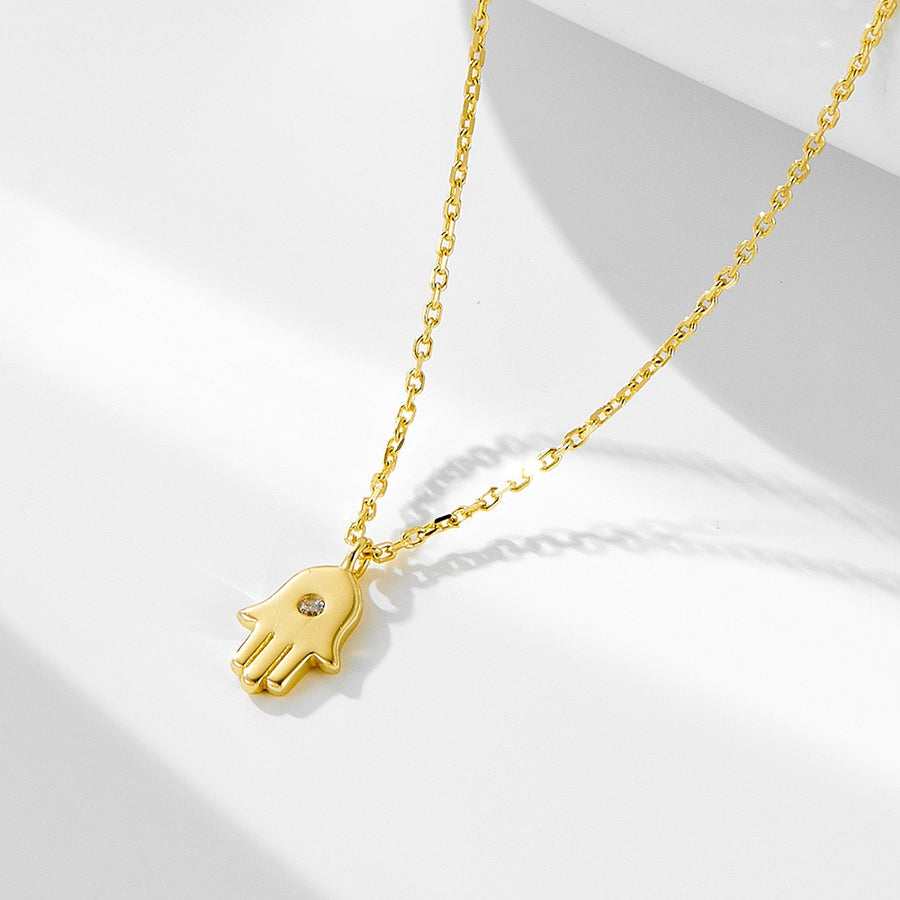 Gold Plated Sterling Silver Evil Eye Hamsa Necklace
