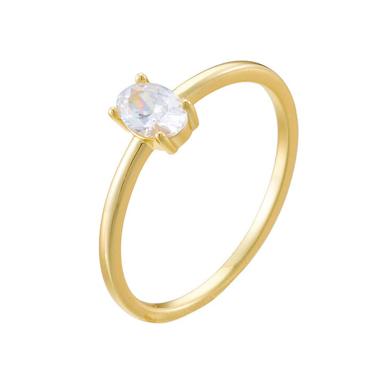Sterling Silver Oval Cut Cubic Zirconia Ring