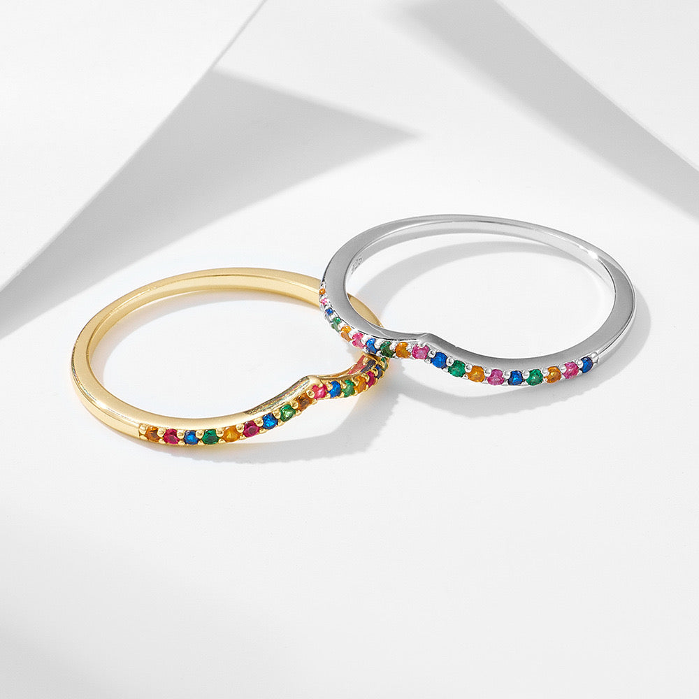 Multi-Color Stacking Ring in Sterling Silver