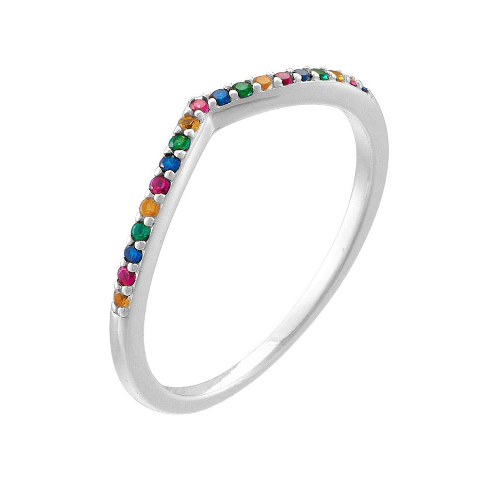 Multi-Color Stacking Ring in Sterling Silver