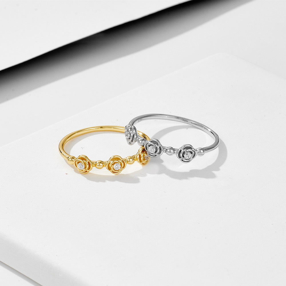 Sterling Silver Three Roses Ring