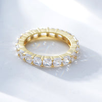 Gold Plated Sterling Silver Cushion Cut Cubic Zirconia Eternity Ring