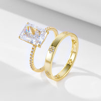 Sterling Silver Radiant Cut Engagement Rings Set