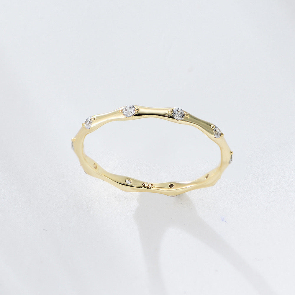 Gold Plated Sterling Silver Minimalist Bones Stacking Ring