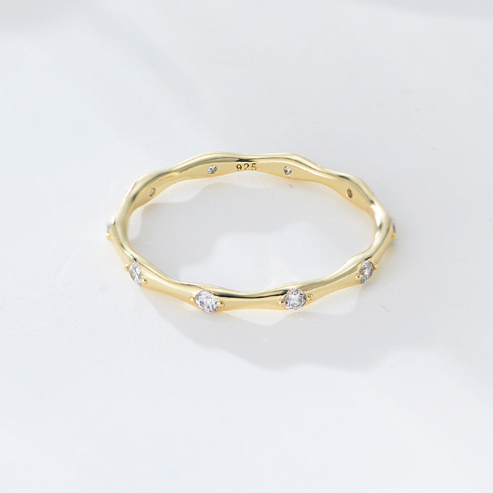 Gold Plated Sterling Silver Minimalist Bones Stacking Ring
