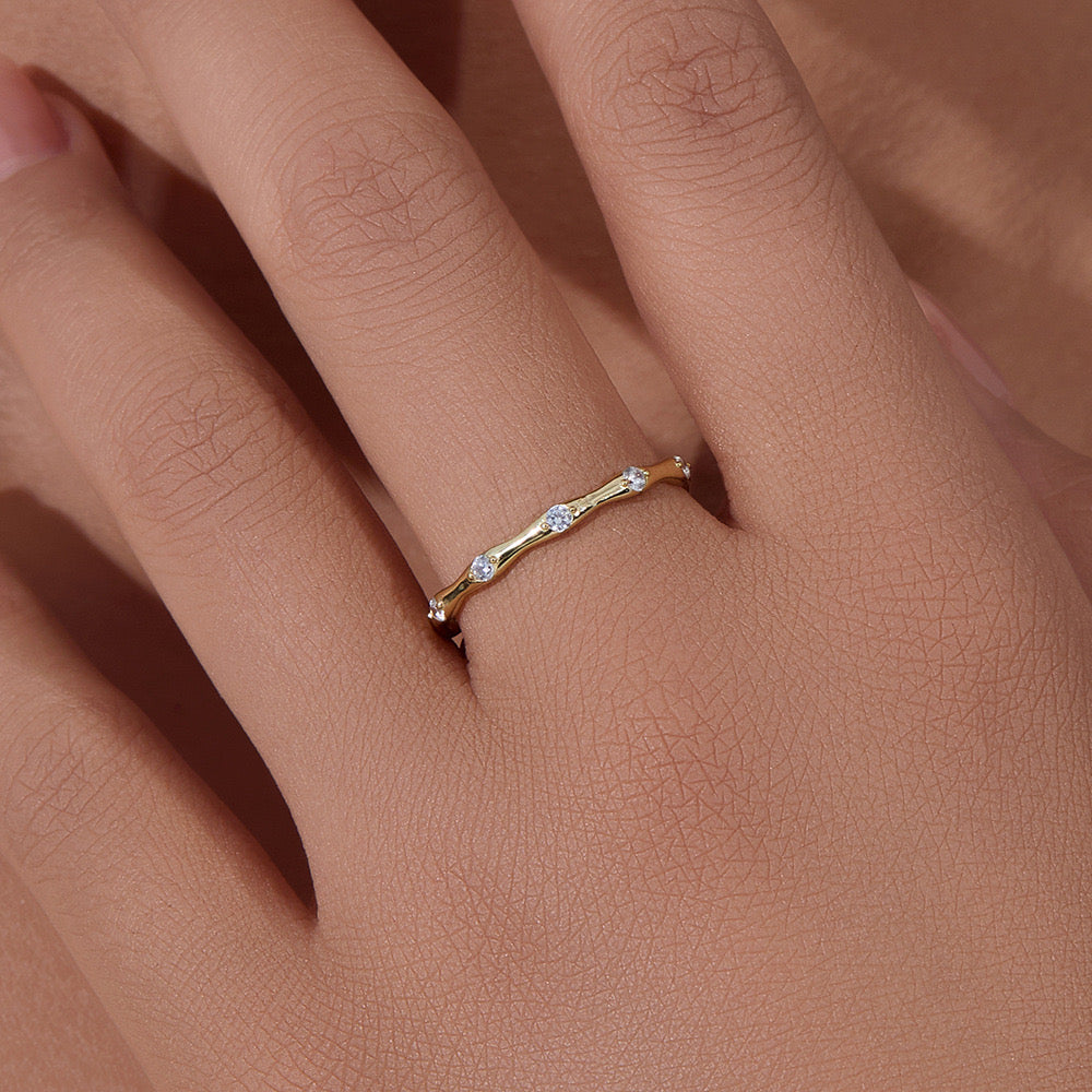 Gold Plated Sterling Silver Minimalist Bones Stacking Ring
