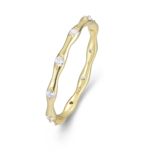 Gold Plated Sterling Silver Minimalist Bones Stacking Ring