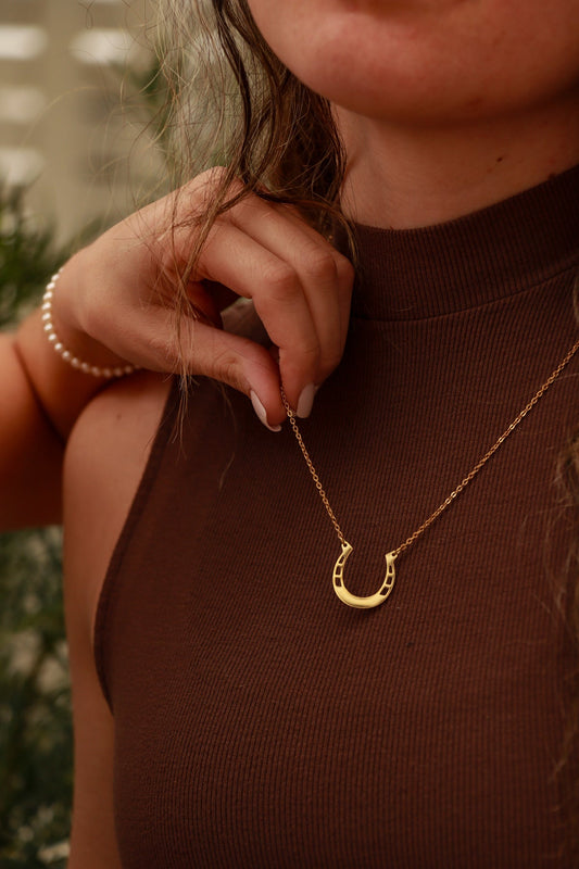 18" Engravable Stainless Steel Horseshoe Necklace