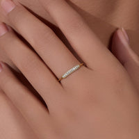 Gold Plated Sterling Silver Micro Setting Bar Band Ring