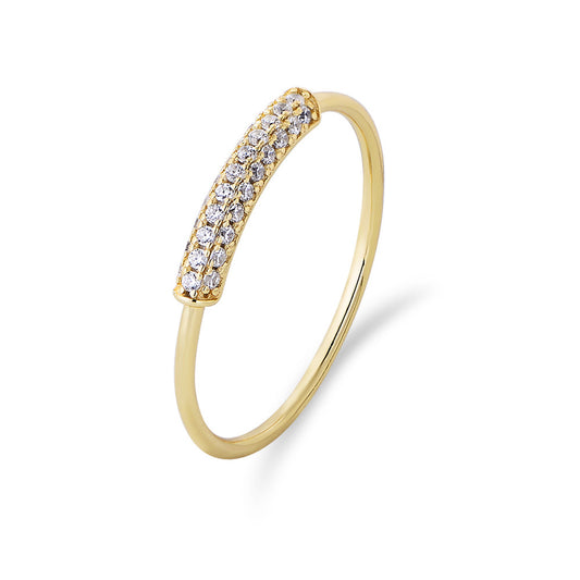 Gold Plated Sterling Silver Micro Setting Bar Band Ring