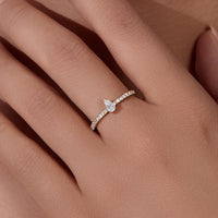 Sterling Silver Pear Cut Cubic Zirconia Ring