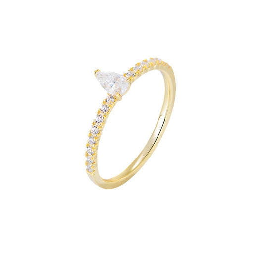 Sterling Silver Pear Cut Cubic Zirconia Ring