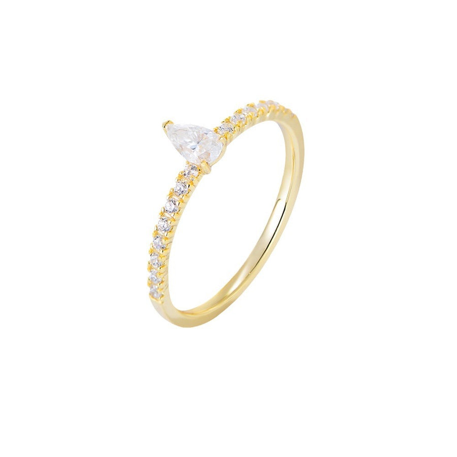 Sterling Silver Pear Cut Cubic Zirconia Ring