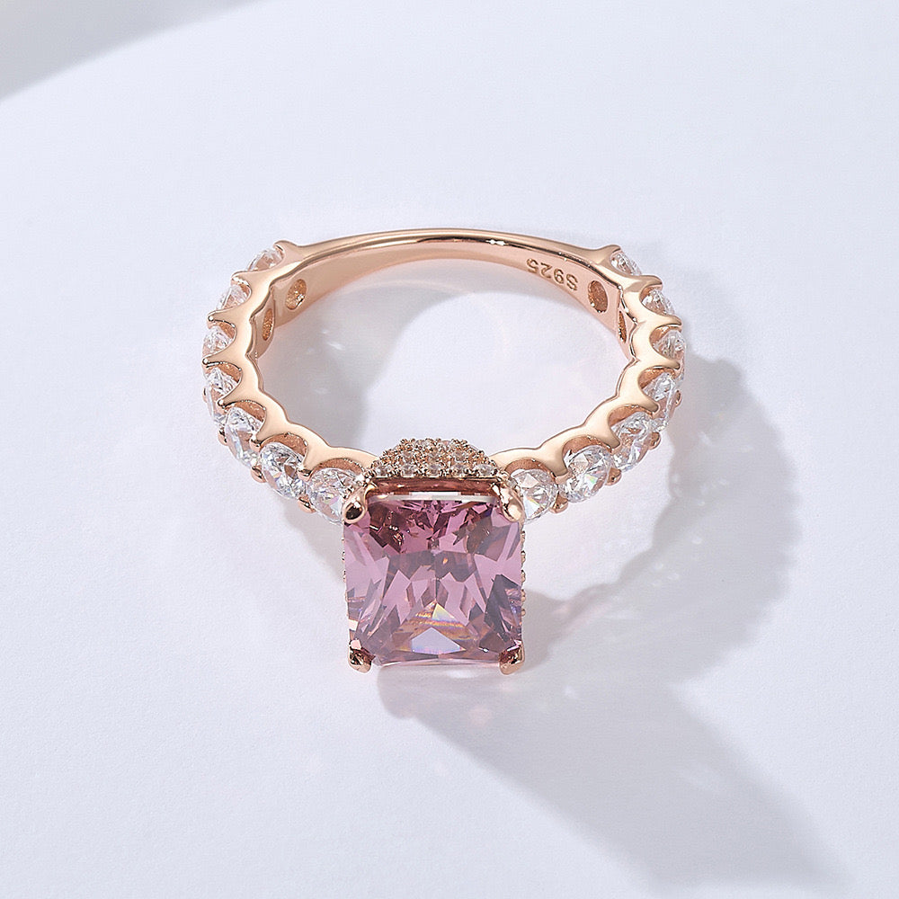 Rose Gold Plated Sterling Silver 8x10mm Engagement Ring