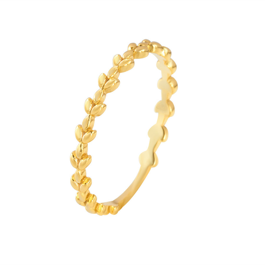 Gold Plated Sterling Silver Tree Leaf Band Ring